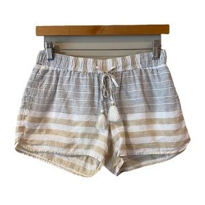 Vineyard Vines Linen Shorts Size XXS Tan White Gray Stripe